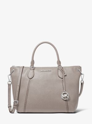Michael Kors Kenly Large Pebbled Leather Crossbody Bag In Grey