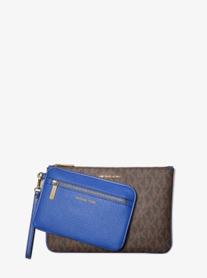 Jet Set Large Signature Logo and Leather 2 in 1 Travel Pouch Michael Kors