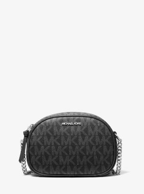 MK Ovale Umhängetasche Jet Set Small Mit Signature-Logomuster - Schwarz