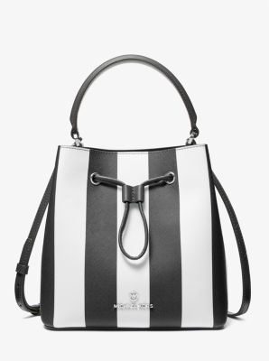 Michael kors black and white striped purse hotsell