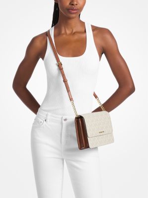 Bandolera Daniela grande con logotipo in VAINILLA/LUGGAGE | Michael Kors