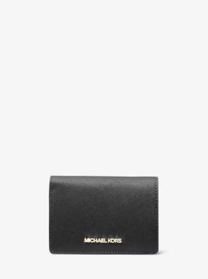 Jet Set Medium Saffiano Leather Wallet in BLACK | Michael Kors