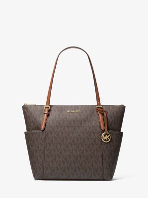 MK Shopper Charlotte Medium Mit Signature-Logomuster Und Reißverschluss An Der Oberseite - Braun