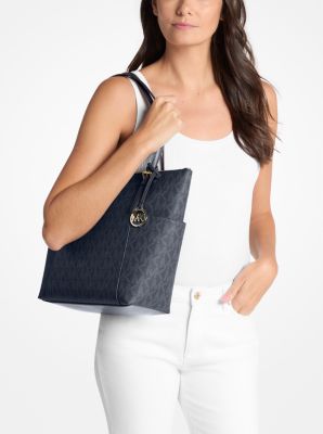 Charlotte Medium Signature Logo Top-Zip Tote Bag