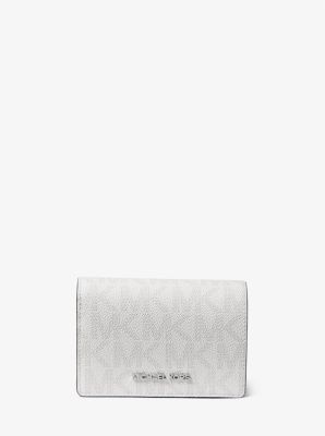 Portafoglio Jet Set medio con stampa logo in BIANCO OTTICO/ALLUMINIO | Michael Kors