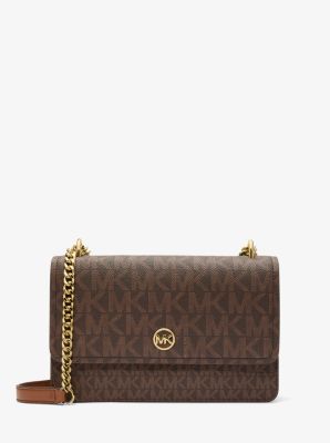 MK Schultertasche Abbott Medium Mit Signature-Logomuster - Braun