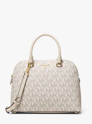 MICHAEL Michael Kors Off-White Signature Coated Canvas Cindy Dome