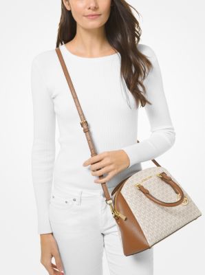 Maxine Medium Logo and Leather Dome Satchel