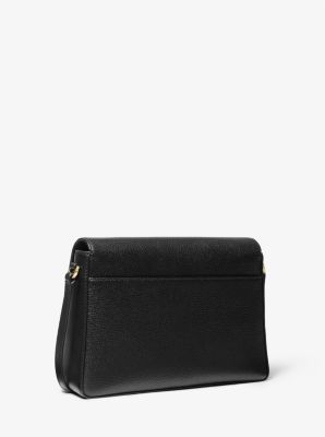 Michael Kors Jessie Flap Leather Shoulder Bag - Black