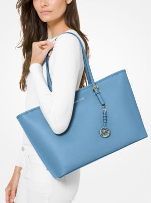 Michael Kors 'jet Set Travel' Saffiano Leather Top Zip Tote in Blue
