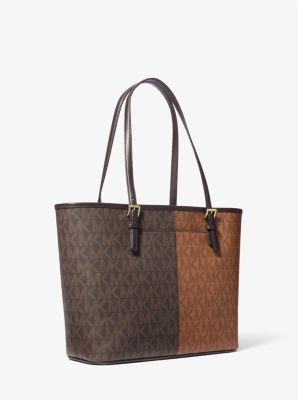 Jet Set Medium Two-Tone Signature Logo Tote Bag