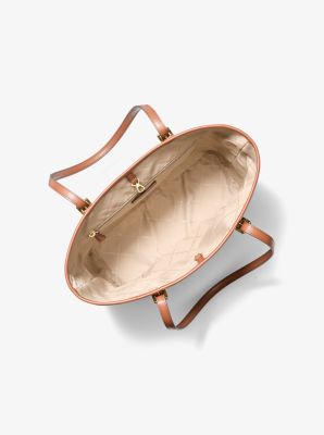 Thumbnail - MK Shopper Jet Set Medium Aus Jacquard Mit Logomuster - Braun - Michael Kors