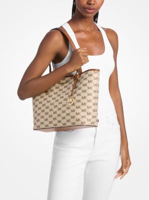 Shopper Jet Set Medium aus Jacquard mit Logomuster in BEIGE/EBENHOLZ/BRAUN | Michael Kors