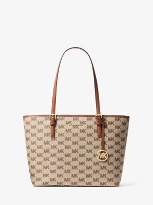 MK Shopper Jet Set Medium Aus Jacquard Mit Logomuster - Braun