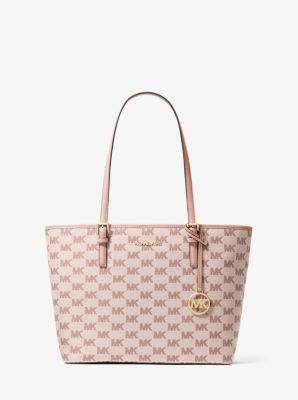MK Shopper Jet Set Medium Aus Jacquard Mit Logomuster - Rosa