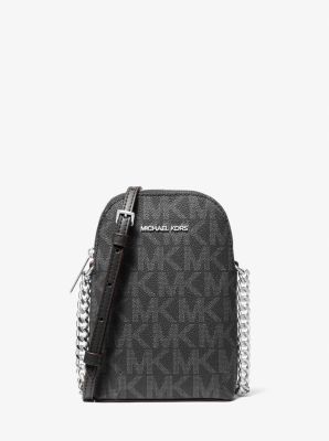 Borsa a tracolla Jet Set piccola con stampa logo in NERO | Michael Kors