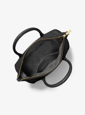 Henkeltasche Hyde Medium aus gekrispeltem Material und Signature-Logostoff in SCHWARZ | Michael Kors