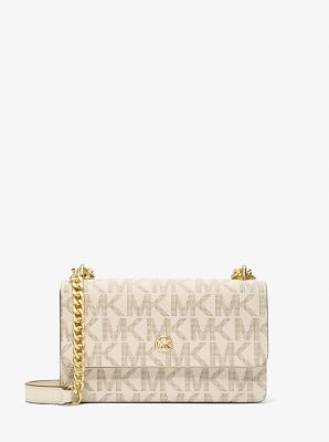 MK Schultertasche Abbott Small Mit Signature-Logomuster - Natur