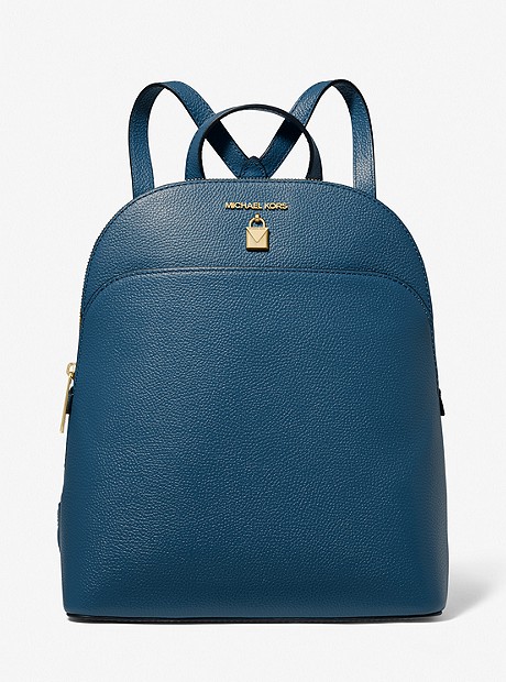 Adele Large Pebbled Leather Backpack - DK CHAMBRAY - 38T0CAFB7L