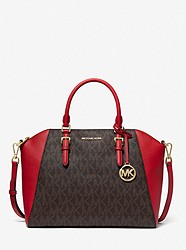 Ciara Large Logo and Leather Satchel - RED - 38T0CG6S3B