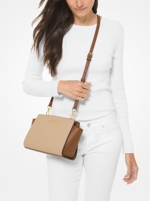 Selma Medium Two-Tone Saffiano Leather Crossbody Bag