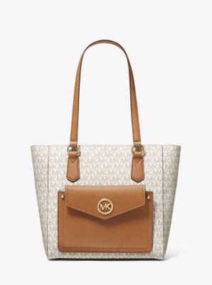 Joey Medium Logo and Leather Tote Bag