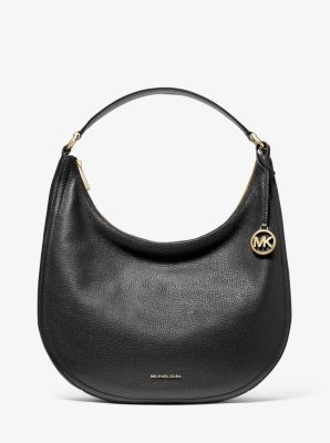 Michael Kors Women's Lillie Large Pebbled Leather Shoulder Bag - Black 