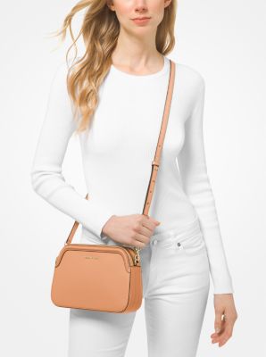 A Michael Kors Large Crossgrain Leather Dome Crossbody Bag