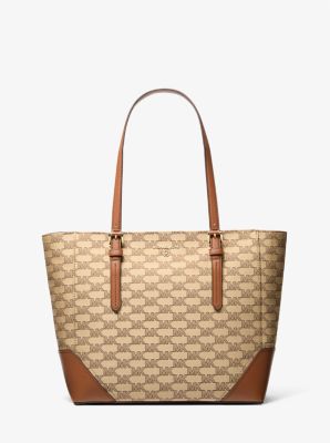 Aria Large Signature Logo Jacquard Tote Bag Michael Kors