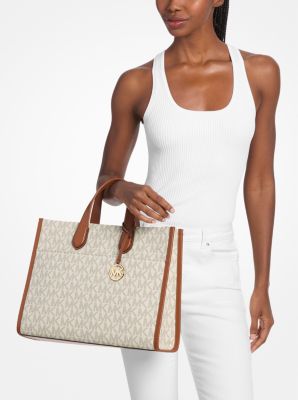 Shopper Gigi Large mit Signature-Logomuster in VANILLE/LUGGAGE | Michael Kors