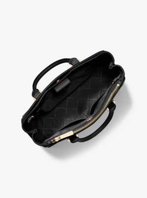 NWT Michael Kors Kellen Medium Saffiano Leather Satchel Handbag Black