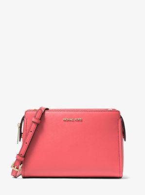 Michael Kors Jet Set Travel Women's Leather Crossbody Bag Coral