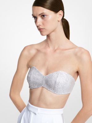 Hand-Embroidered Double Crepe Sabl&eacute; Bandeau