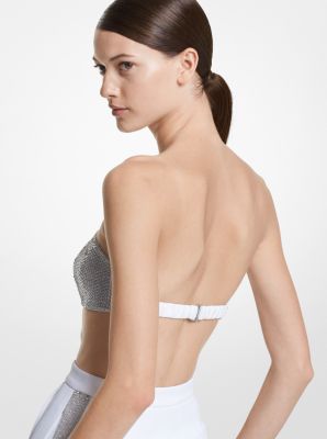 Hand-Embroidered Double Crepe Sabl&eacute; Bandeau