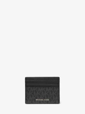 Hudson Logo and Crocodile Embossed Leather Tall Card Case | Michael Kors