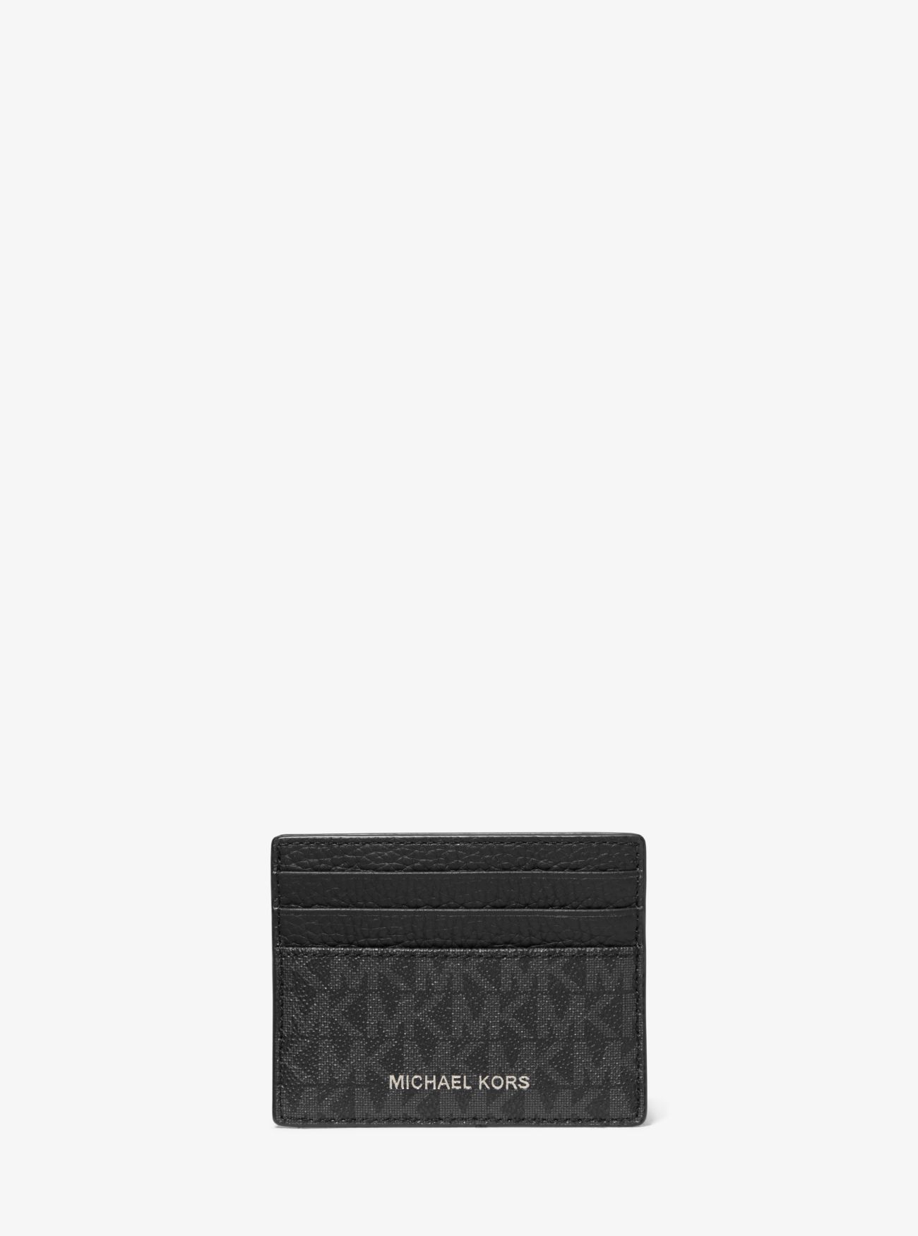 MK Hudson Logo and Crocodile Embossed Leather Tall Card Case - Black ...