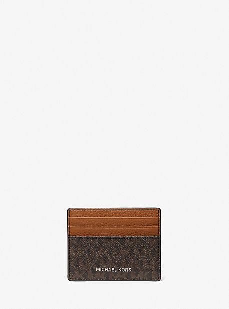 Hudson Logo and Crocodile Embossed Leather Tall Card Case 