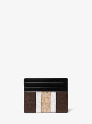 Hudson Logo Stripe Leather Tall Card Case