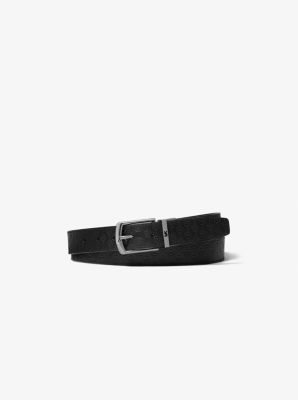 Ceinture en cuir gaufr&eacute; &agrave; logo