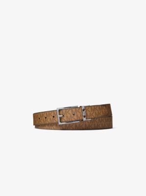 Wendbarer Gürtel aus Logostoff und Leder