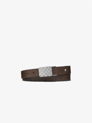 Michael kors brown leather hot sale belt