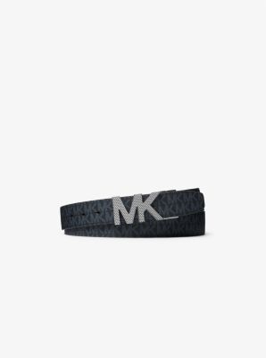 MK Reversible Logo and Leather Belt - Admrl/plblue - Michael Kors