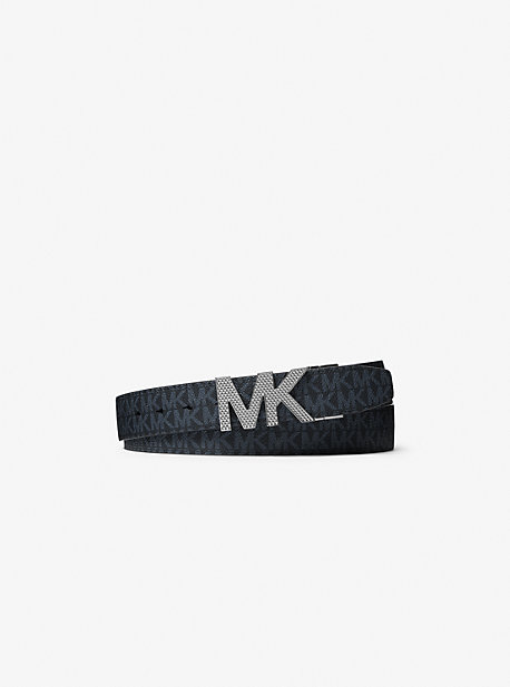 MK Reversible Logo and Leather Belt - Admrl/plblue - Michael Kors