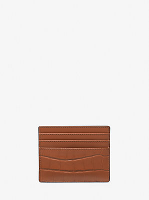 Hudson Crocodile Embossed Leather Tall Card Case