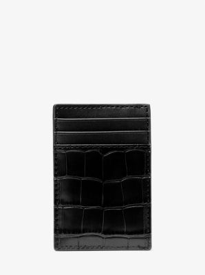 Hudson Crocodile-Embossed Leather Card Case