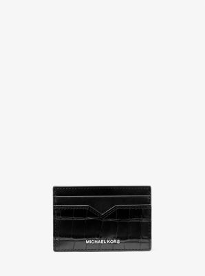 MK Hudson Crocodile-Embossed Leather Card Case - Black - Michael Kors Michael Kors Mens