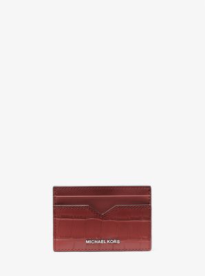 Hudson Crocodile-Embossed Leather Card Case