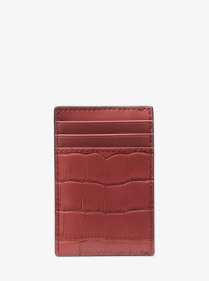 Hudson Crocodile-Embossed Leather Card Case