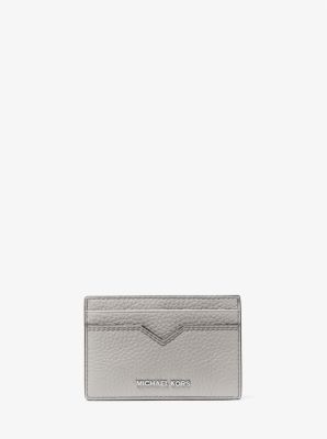 Hudson Pebbled Leather Card Case in QUARRY GREY | Michael Kors