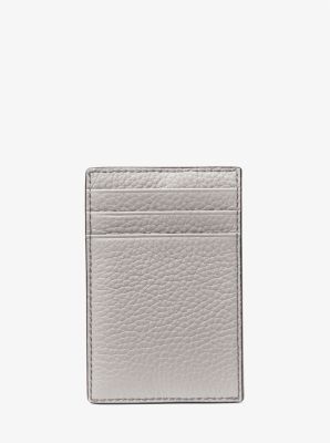 Hudson Pebbled Leather Card Case in QUARRY GREY | Michael Kors